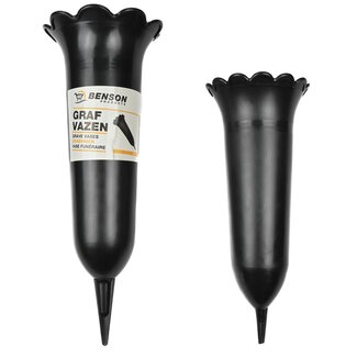 Benson Set grafvazen - Hoogwaardig kunststof - Zwart - 2 stuks - Verschillende maten