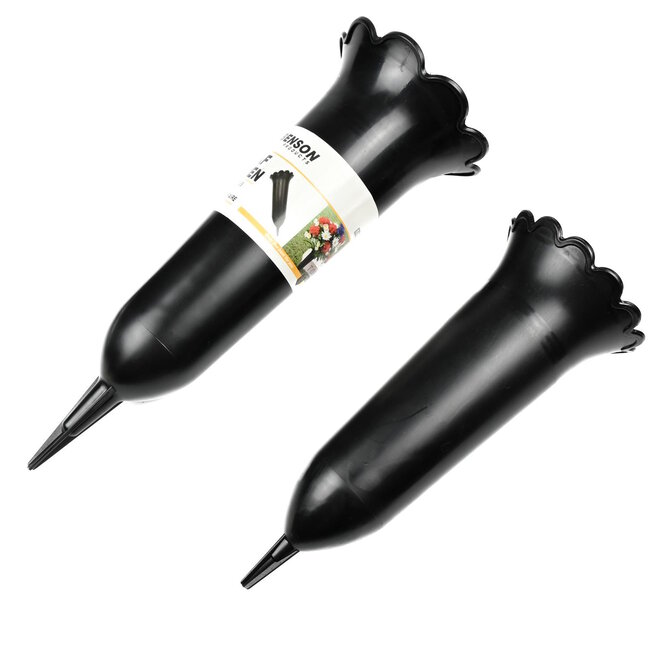 Benson Set grafvazen - Hoogwaardig kunststof - Zwart - 2 stuks - Verschillende maten