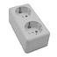 Benson Wandcontactdoos - 2-voudig - Randaarde - Opbouw - Wit - 250V - 16A