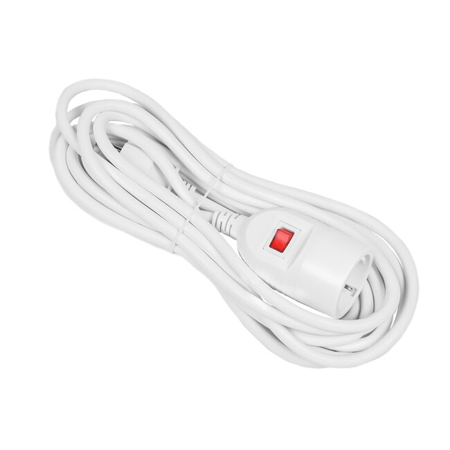 Benson Verlengsnoer - 1-voudig - Randaarde - Schakelaar - 5 meter - Wit
