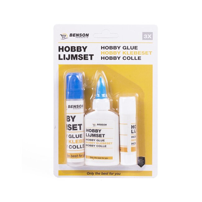 Benson Complete lijmset - 3-delig - voor papier, karton en foto's - ideaal voor creatief gebruik