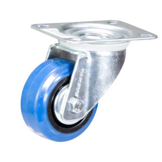 Tarsus Zwenkwiel 160 mm - Slijtvast Rubber - 250 kg Draagvermogen - Blauw