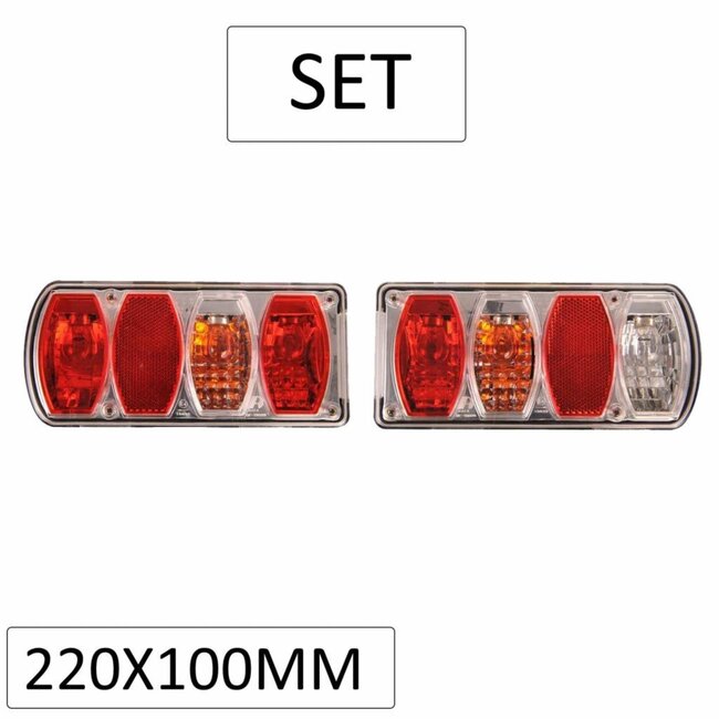 ProPlus Achterlicht set aanhangwagen/caravan - 6 functies - 222 x 100 mm - links/rechts
