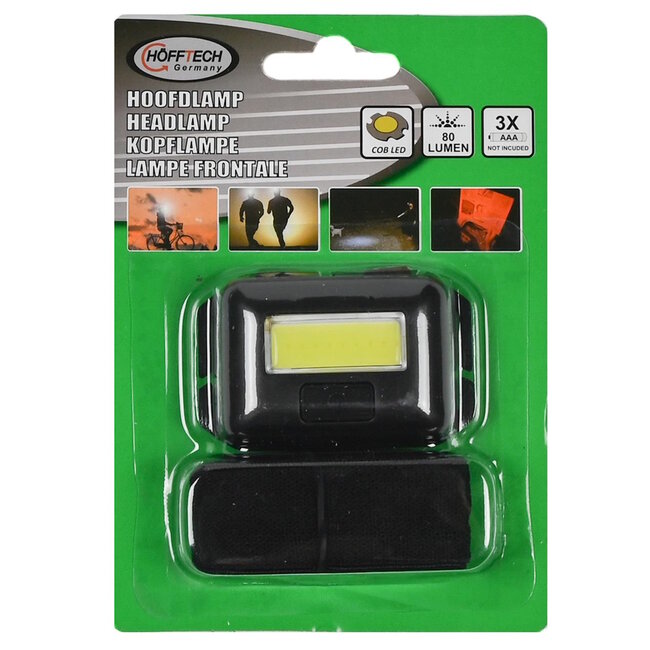 Hofftech Verstelbare LED en COB hoofdlamp - 3 standen - 80 lumen - 2 Watt