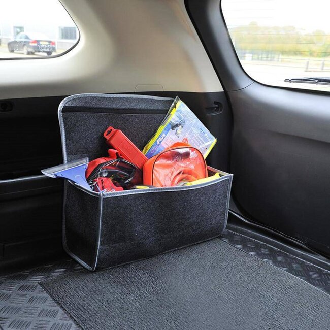 ProPlus Kofferbak organiser - maat L - 48 x 20 x 16 cm - antraciet - met klittenband