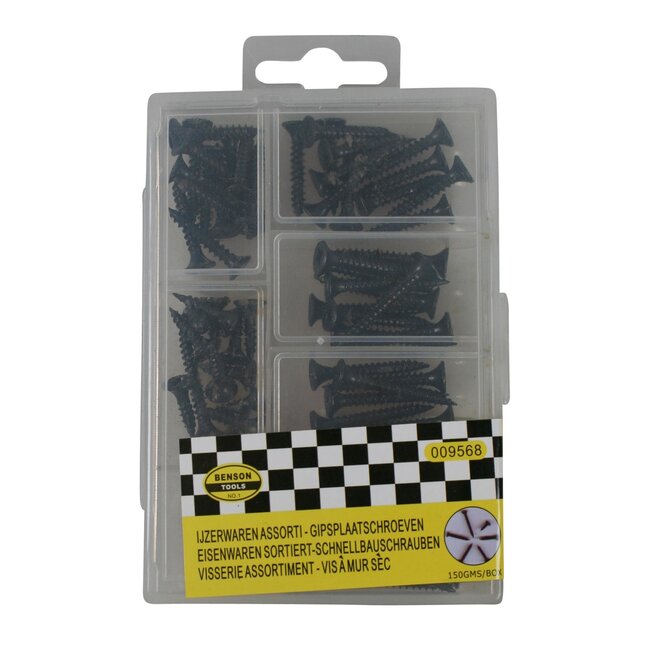 Benson Assortimentsbox gipsplaatschroeven - 150 stuks - diverse maten - hoge kwaliteit