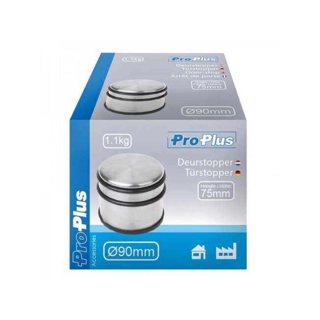 ProPlus Robuuste deurstopper - RVS - Ø 90 mm - 1.1 kg - Antislip