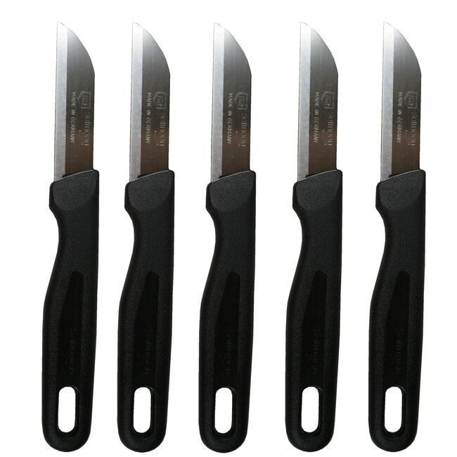 Solingen Set schilmesjes - RVS glad - 16 cm - zwart - 5 stuks