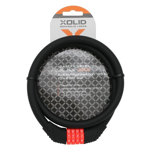 Xolid Kabelslot met Cijfercode - Type 336 - Ø 12 x 800 mm Xolid Kabelslot met Cijfercode - Type 336 - Ø 12 x 800 mm