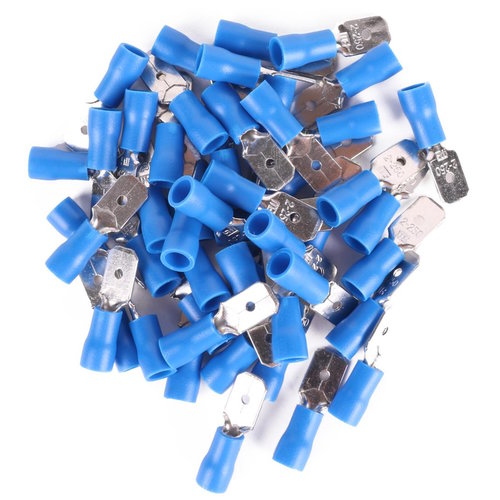 Benson Kabelschoen - Man Plat - 2.5 naar 6.3 mm - Blauw - 50 Stuks Benson Kabelschoen - Man Plat - 2.5 naar 6.3 mm - Blauw - 50 Stuks