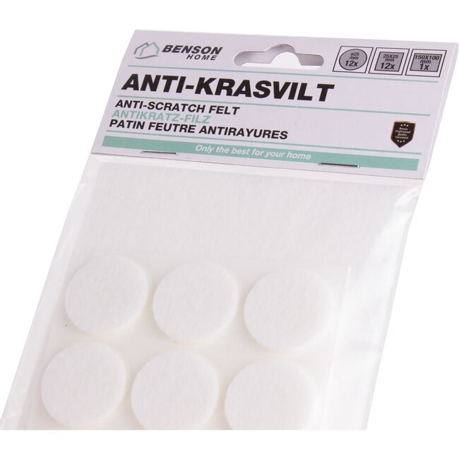Benson Antikrasvilt - Wit - Diverse maten - 25 stuks - Extra sterk klevend vermogen