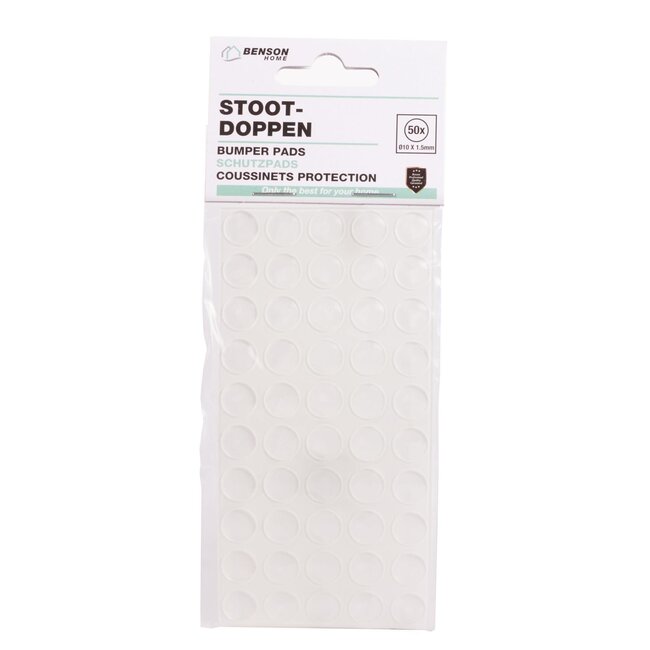 Benson Transparante Siliconendruppels – Zelfklevende Stootdoppen – Ø 10 x 1.5 mm – 50 stuks