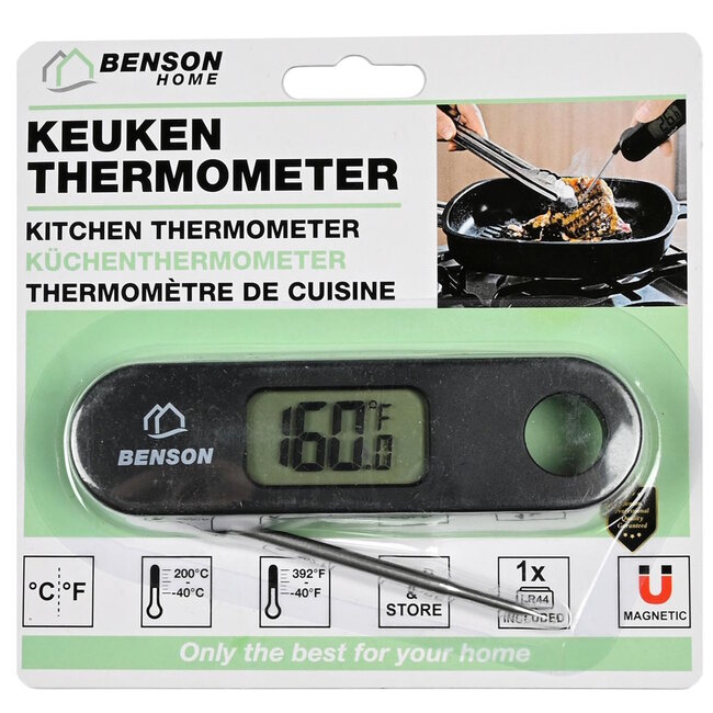 Benson Inklapbare digitale keukenthermometer - Magnetische achterkant - Bereik -40 tot 200°C