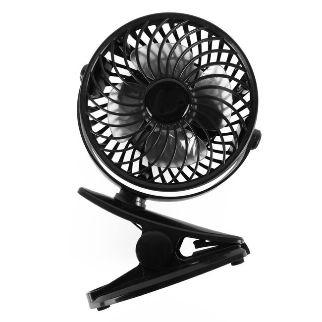 Benson Draagbare ventilator - oplaadbaar - met clip - zwart - lichtgewicht - 3 snelheden