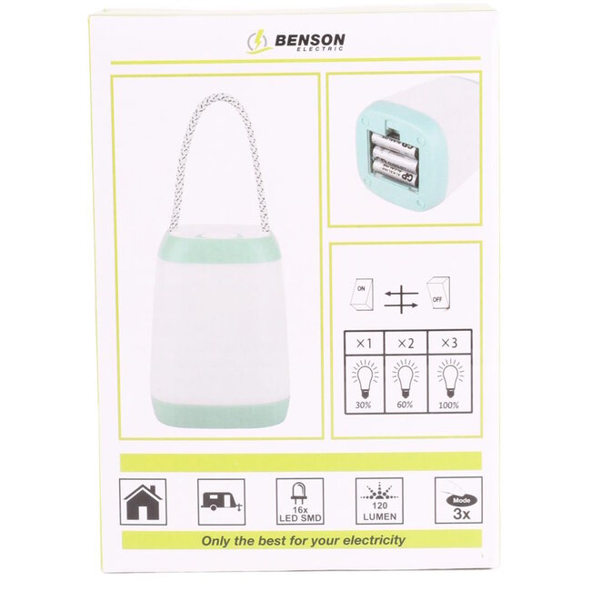 Benson Draagbare LED-lamp - 3 standen - 120 lumen - 15 x 10 cm - Warm licht