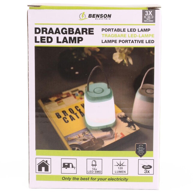 Benson Draagbare LED-lamp - 3 standen - 120 lumen - 15 x 10 cm - Warm licht