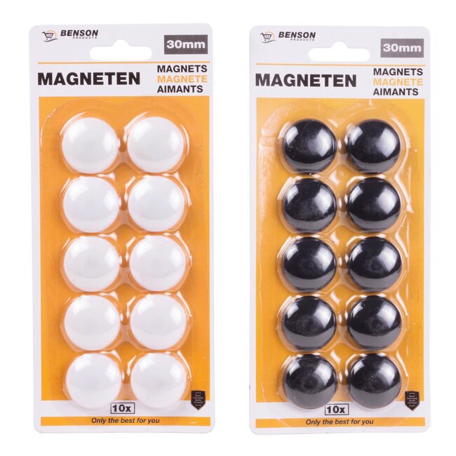 Benson Ronde magneten set - Ø 30 mm - Kleurenmix - 10 stuks