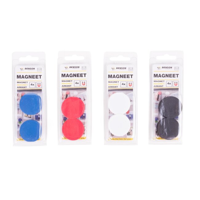 Benson Set magneten - 35 mm - kleurenmix - 4 stuks - rond