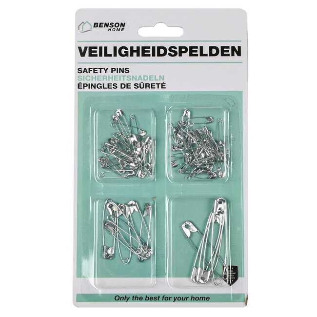 Benson Veiligheidsspelden set - 4 maten - Zilver - Stevig en duurzaam