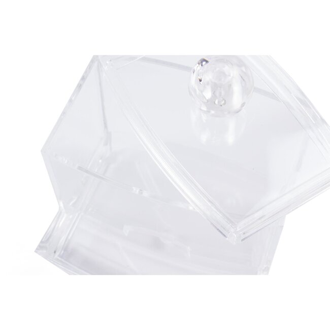 Benson Organizer voor wattenstaafjes - transparant - duurzaam PS materiaal - 9 x 7 x 10,3 cm