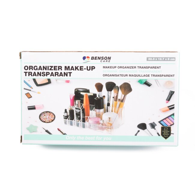 Benson Transparante make-up organizer - 16 vakjes - 22,3 x 12,7 x 8 cm