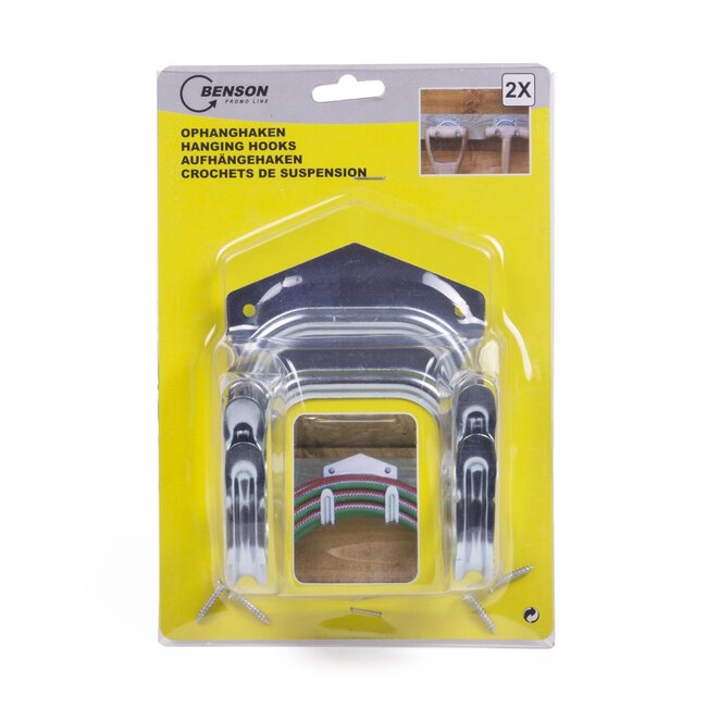 Benson Stevige ophanghaken met schroeven - set van 2 - zilver - 25 kg belasting