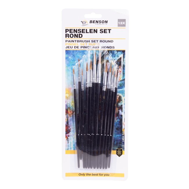 Benson Ronde penseelset - 12 delig - voor precisiewerk - diverse maten