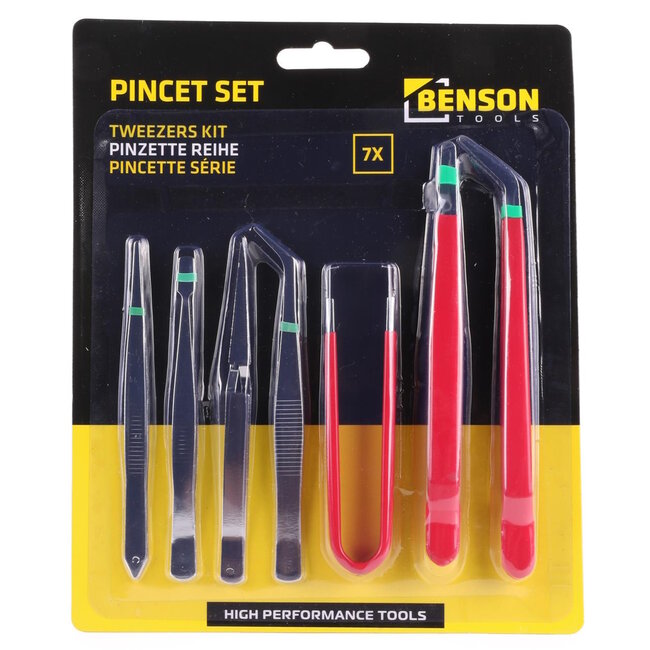 Benson Pincet Set - 7 Delig - Precisiewerk - Comfortabele Grip - Hoge Kwaliteit
