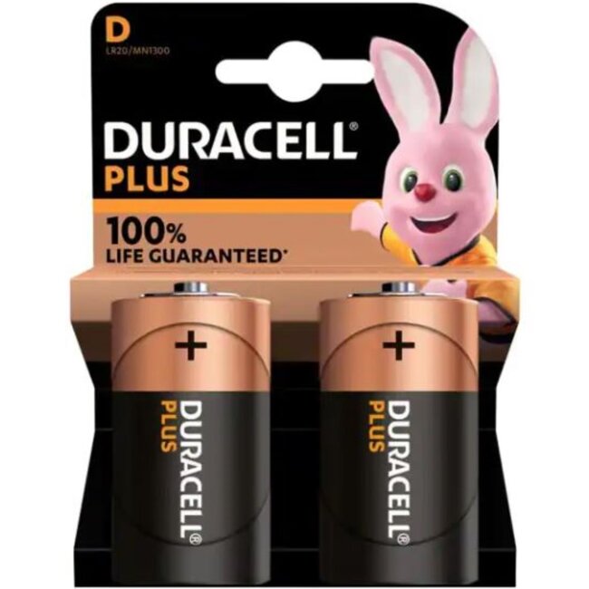 Duracell Plus - D Batterijen - 1,5 Volt - MN 1300 - Duralock - 2 delig