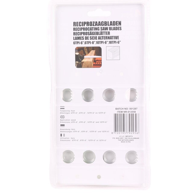 Hofftech Reciprozaagbladen - Houtbewerking - 4-delige set - Carbon staal - Diverse afmetingen