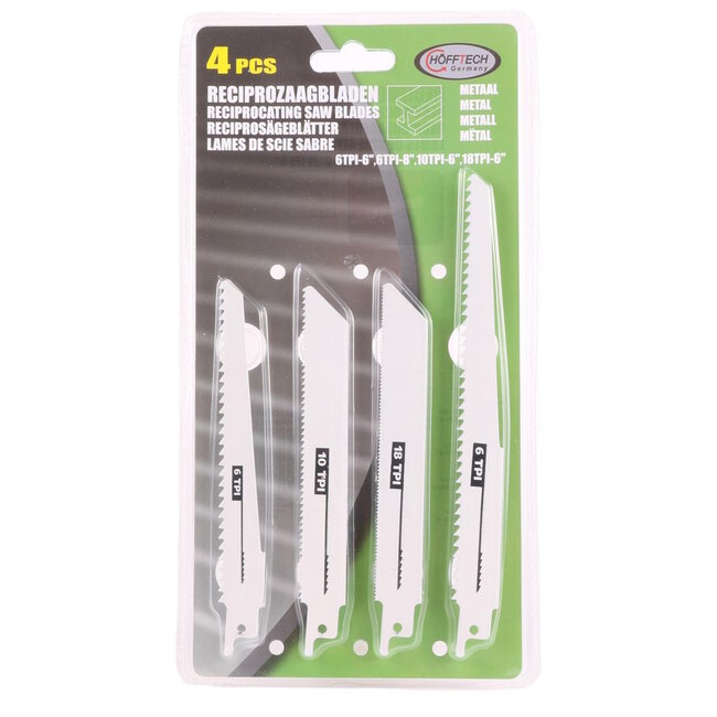 Hofftech Reciprozaagbladen - Metaalbewerking - 4-delig - Bi-staal - Diverse afmetingen