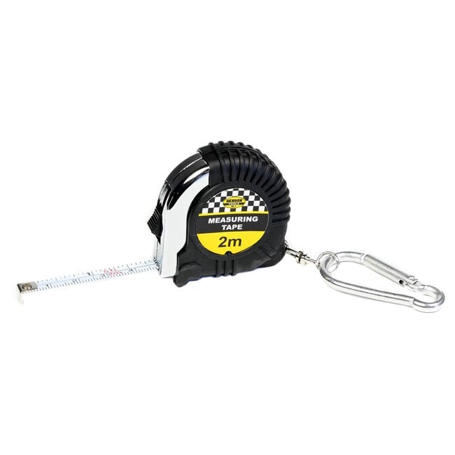 Benson Rolbandmaat met karabijnhaak - Rubber - 2 meter x 6 mm