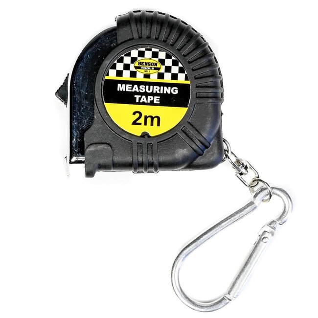 Benson Rolbandmaat met karabijnhaak - Rubber - 2 meter x 6 mm