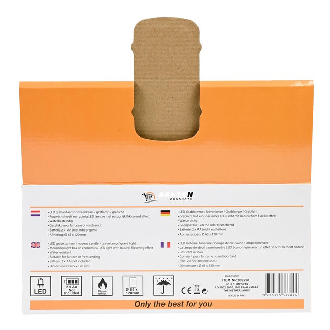 Benson Rouwlicht - Led - Waterbestendig - Natuurlijk Flikkereffect - Ø 65 x 120 mm