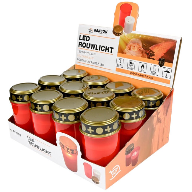 Benson Rouwlicht - Led - Waterbestendig - Natuurlijk Flikkereffect - Ø 65 x 120 mm