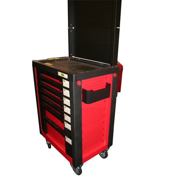 Benson Opbergbakje voor gereedschapswagen - handige vakindeling - stevig kunststof - 25 x 11 x 7 cm - zwart/rood