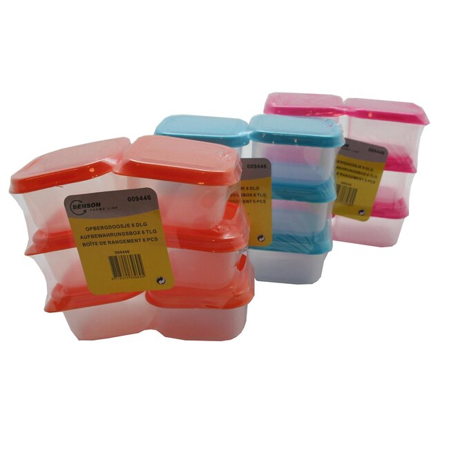 Benson Vierkante opbergdoosjes - transparant - 6 x 6 x 4 cm - set van 6 stuks