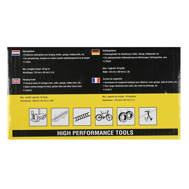 Benson Ruimtebesparende ophanghaken - 12 x 8 cm - set van 2 - 40 kg draagvermogen