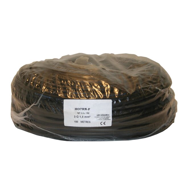 Benson Stroomkabel - Neopreen - 3 aders - 100 meter - Zwart - Bestand tegen olie en chemicaliën