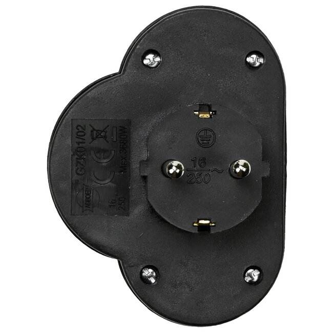 Benson Stopcontact duo - 2 voudig - randaarde - schakelaar - zwart