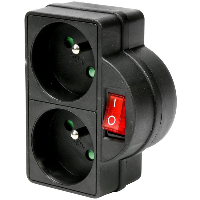 Benson Stopcontact duo met schakelaar - 250V - zwart