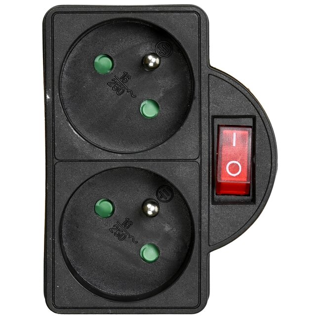 Benson Stopcontact duo met schakelaar - 250V - zwart