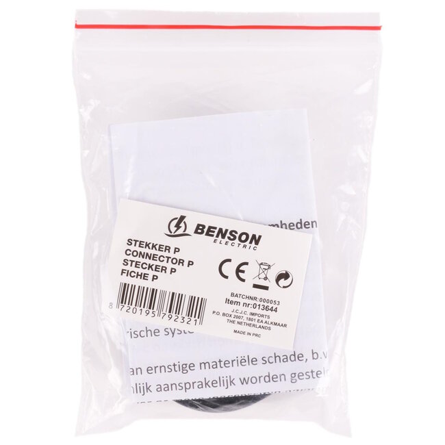 Benson Platte stekker - Easy Grip - 10 Ampère - 2500 Watt - 250 Volt