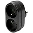 Benson Verloopstekker duo - verticaal - penaarde - zwart - max. 2500W