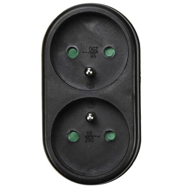 Benson Verloopstekker duo - verticaal - penaarde - zwart - max. 2500W