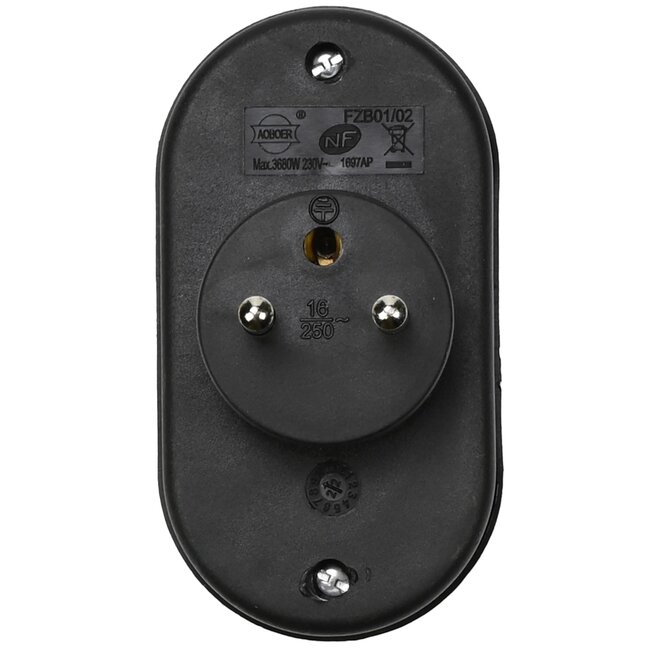 Benson Verloopstekker duo - verticaal - penaarde - zwart - max. 2500W