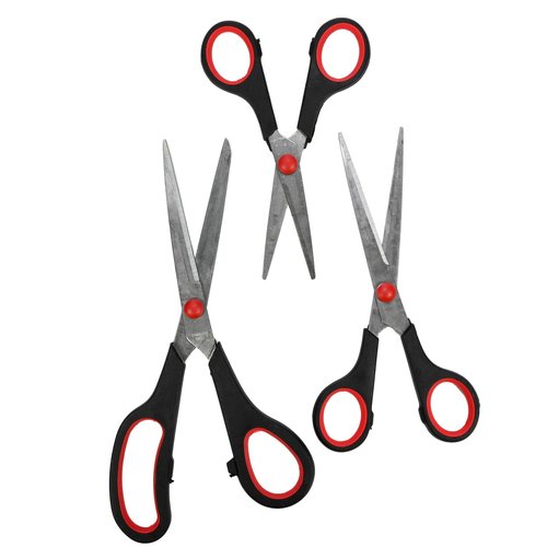 Benson Schaarset - Soft Grip - RVS - Rood/Zwart - 3 delig Benson Schaarset - Soft Grip - RVS - Rood/Zwart - 3 delig