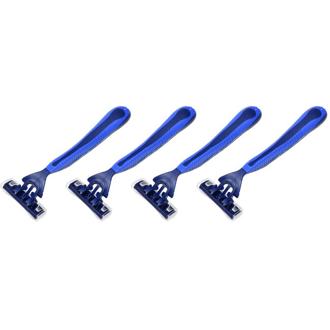 Benson Wegwerp scheermesjes - 3 bladen - flexibele kop - blauw - 4 stuks