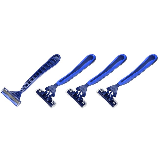 Benson Wegwerp scheermesjes - 3 bladen - flexibele kop - blauw - 4 stuks