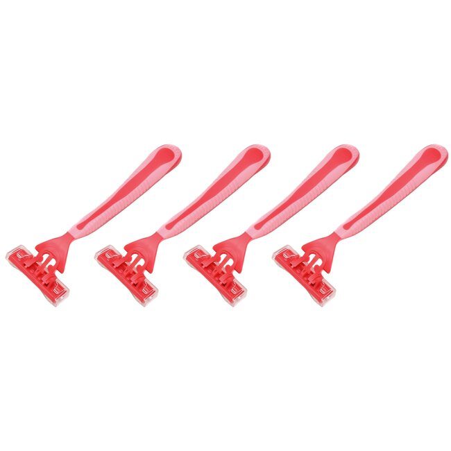 Benson Wegwerp scheermesjes - 3 bladen - roze - 4 stuks - flexibele kop - gladscheerstrip